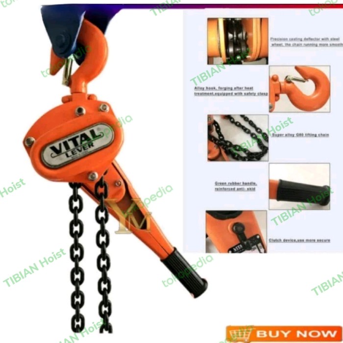 Jual LEVER BLOCK VITAL ukuran 1,6 TON x 1.5 Mtr VR2 16. Made in JAPAN