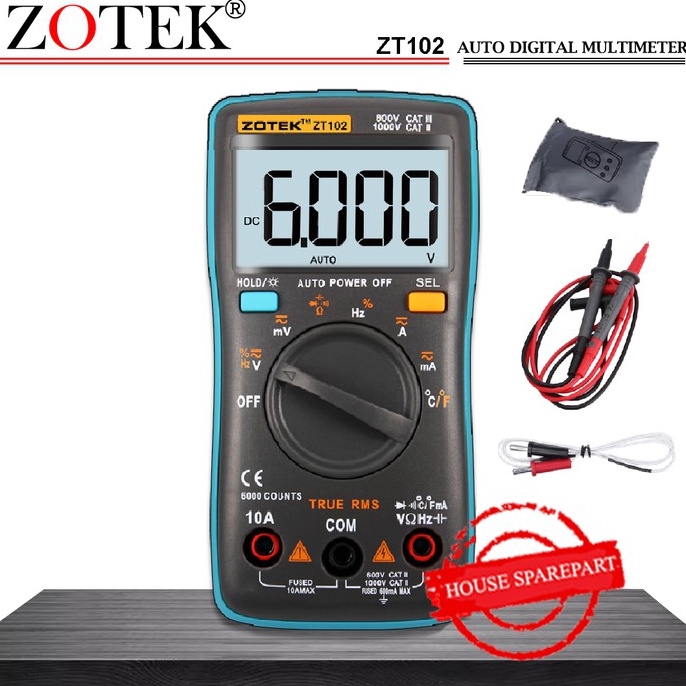 Jual [CODE BARANG 560AFB] AVOMETER DIGITAL ZOTEK ZT102 / MULTITESTER ...