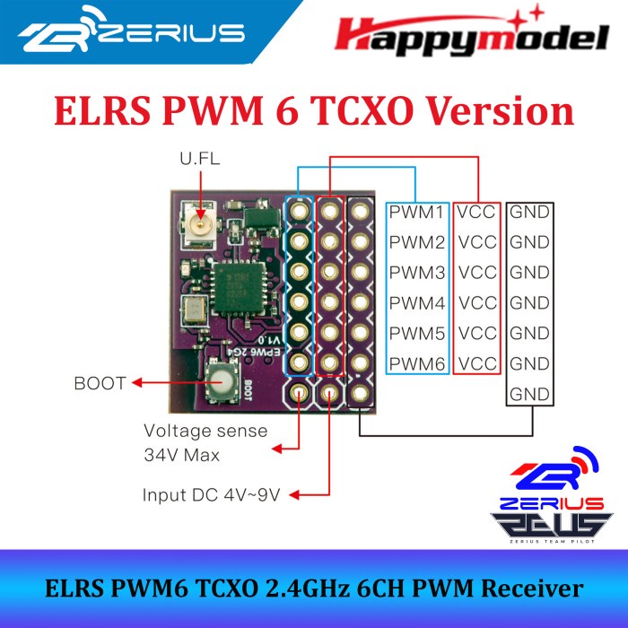 Jual 0 Happymodel Expresslrs Elrs Epw6 Tcxo 2.4Ghz 6Ch Pwm Rc Receiver ...