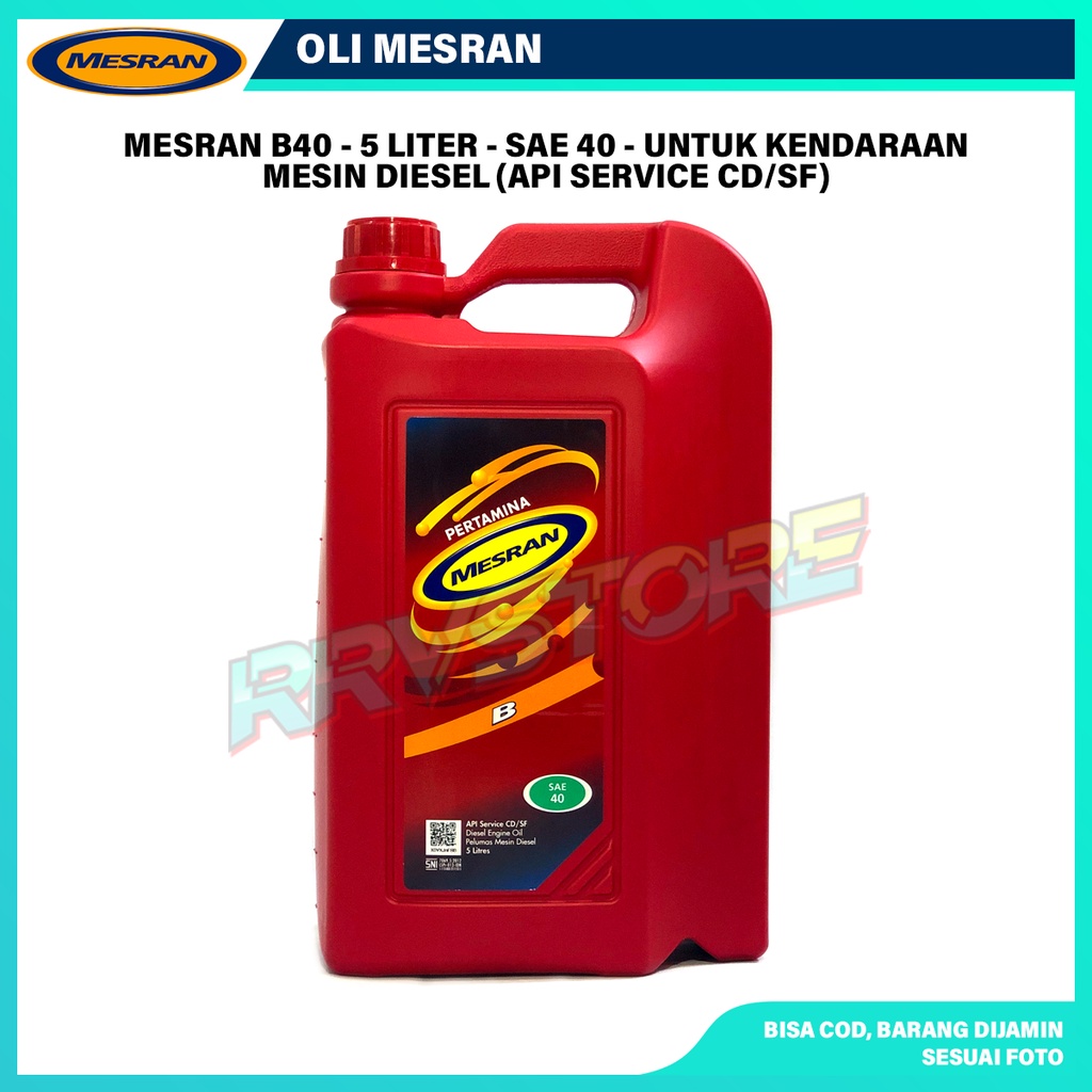 Jual Oli Pertamina Mesran B40 SAE 40 Isi 5 Liter Untuk Kendaraan Diesel ...