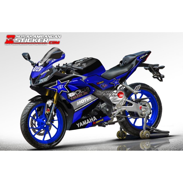 Jual Decal Stiker Yamaha R15 V3 Vva 155 Livery Rockstar Biru | Shopee ...