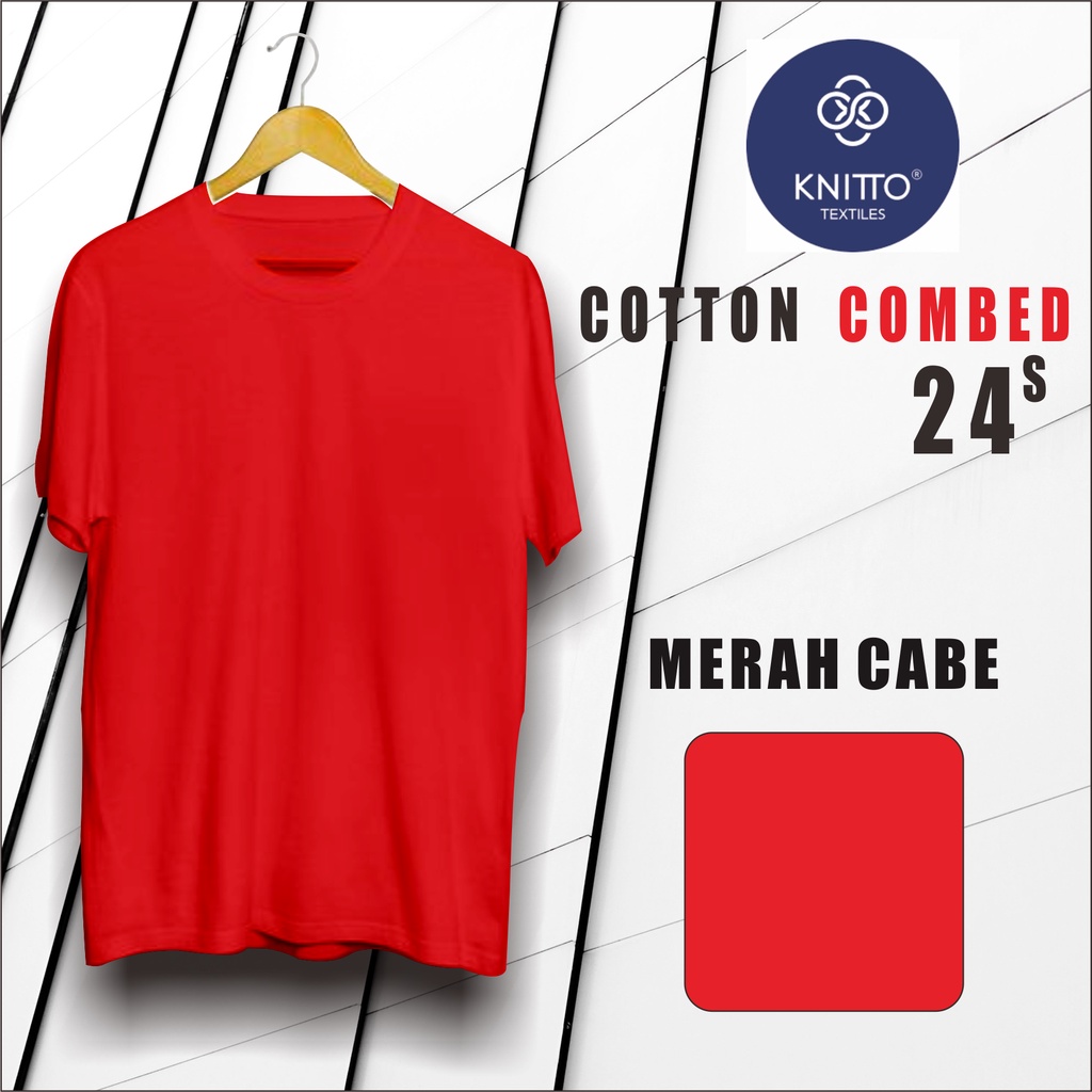 Jual kaos polos MERAH KNITTO COTTON COMBED 24S Original | Shopee Indonesia