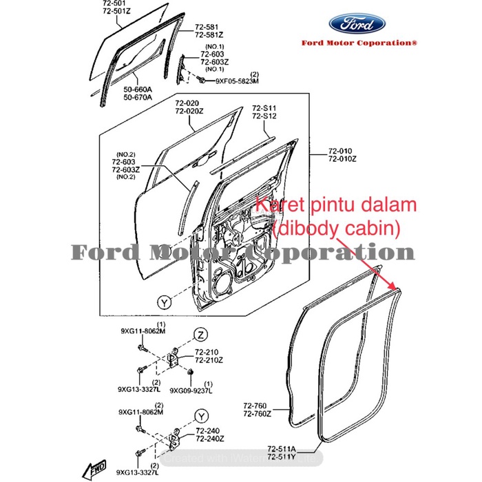 Jual Karet Pintu Cabin Body Weatherstrip Belakang Kiri Ford Ranger T