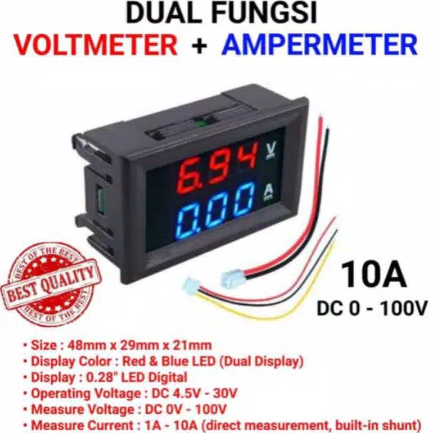 Jual Rekomendasi Voltmeter Digital Dc V A Volt Meter Tampilan Ganda Detektor Tegangan