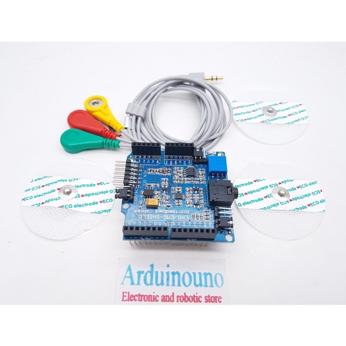 Jual ECG / EKG / EMG Shield for Arduino with Cables and Electrodes ...