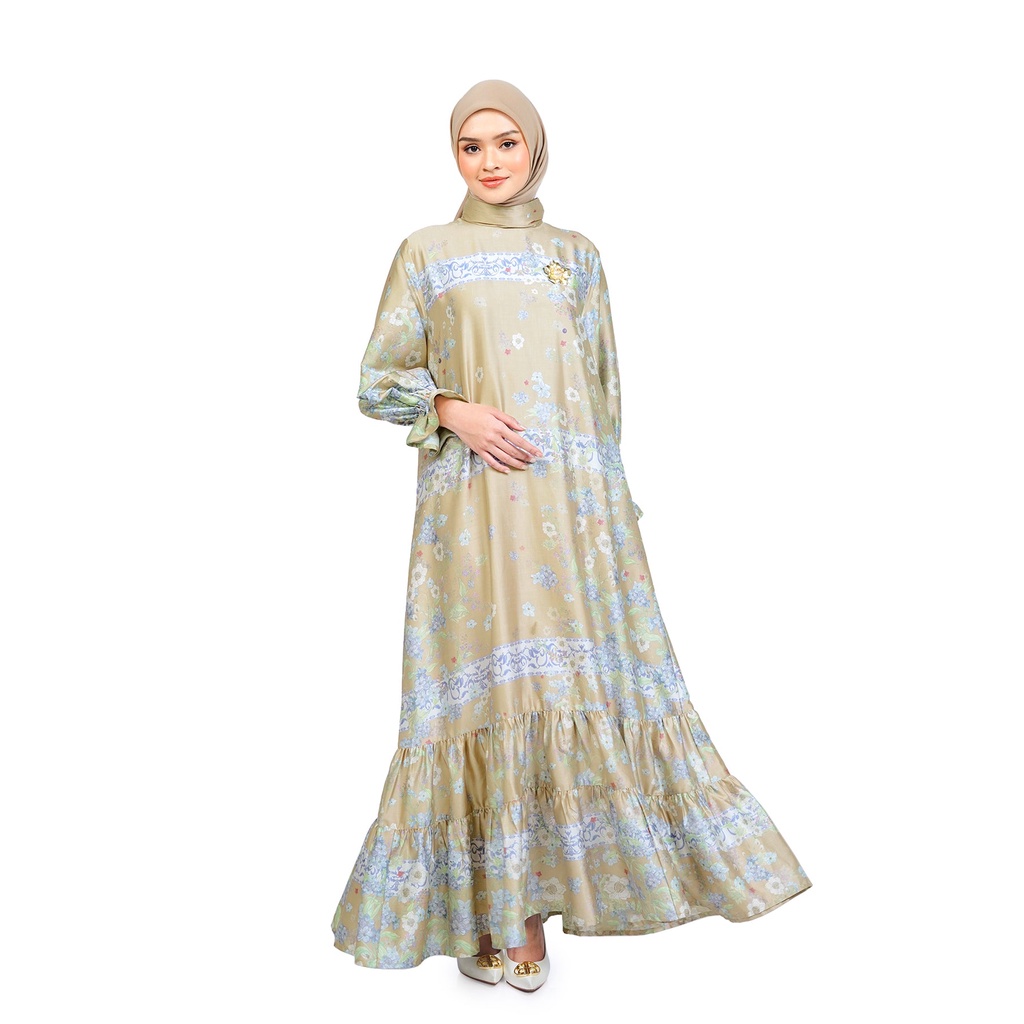 Jual Nada Puspita - Hortyssa Details Dress - Khaki | Shopee Indonesia