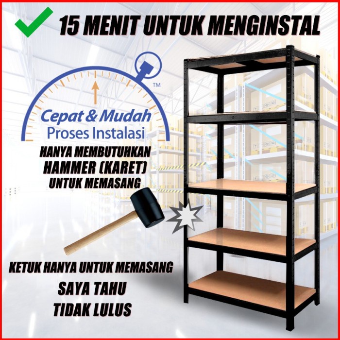 Jual RAK BESI SIKU 5 SUSUN TANPA BAUT SERBAGUNA BOTLESS RACK STAINLESS ...