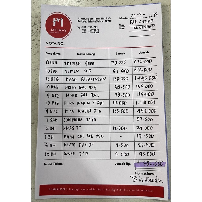 Jual Ori Nota Pembelian Pak Ahmad Limited | Shopee Indonesia