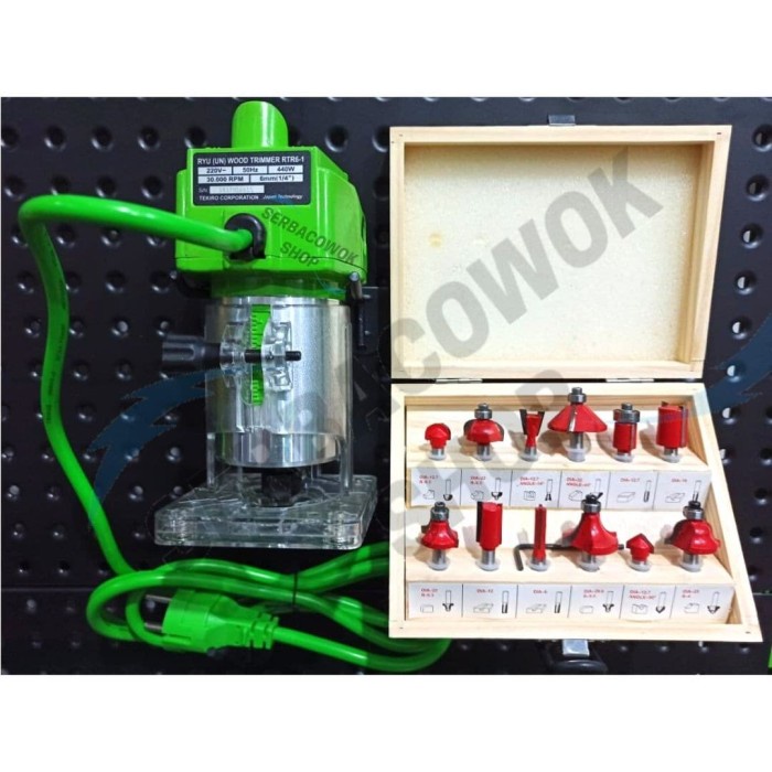 Jual RYU Paket Mesin Router Trimmer Profil Kayu Wood RTR 6 - 1 + Mata ...