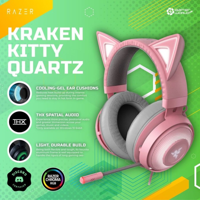 Jual RAZER KRAKEN KITTY EDITION QUARTZ / PINK GAMING HEADSET | Shopee ...
