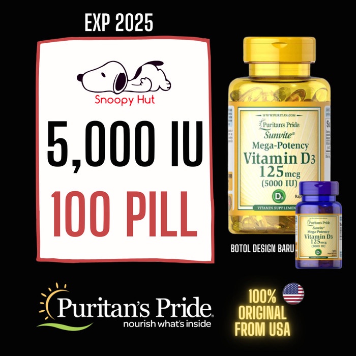 Jual PURITAN PRIDE VITAMIN D VIT D3 5000 IU 125MCG PURITANS PRIDE ORI