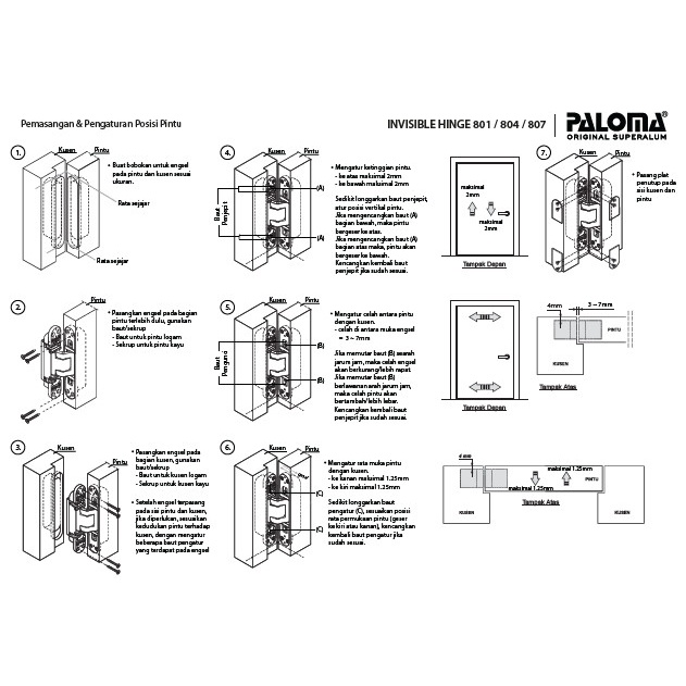 Jual Engsel Hinge Paloma Concealed P40 Black #Engsel Tanam Pintu / Ihp ...