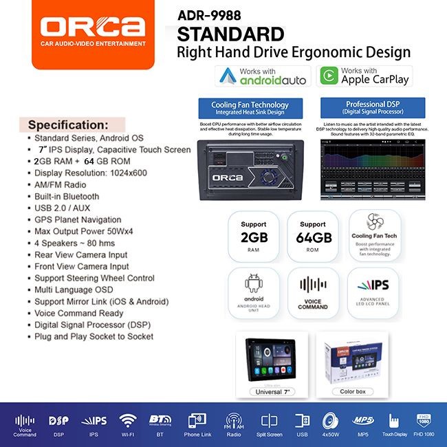 Jual New Head Unit Tv Android 7 Inch Universal Orca Adr-7688 New ...