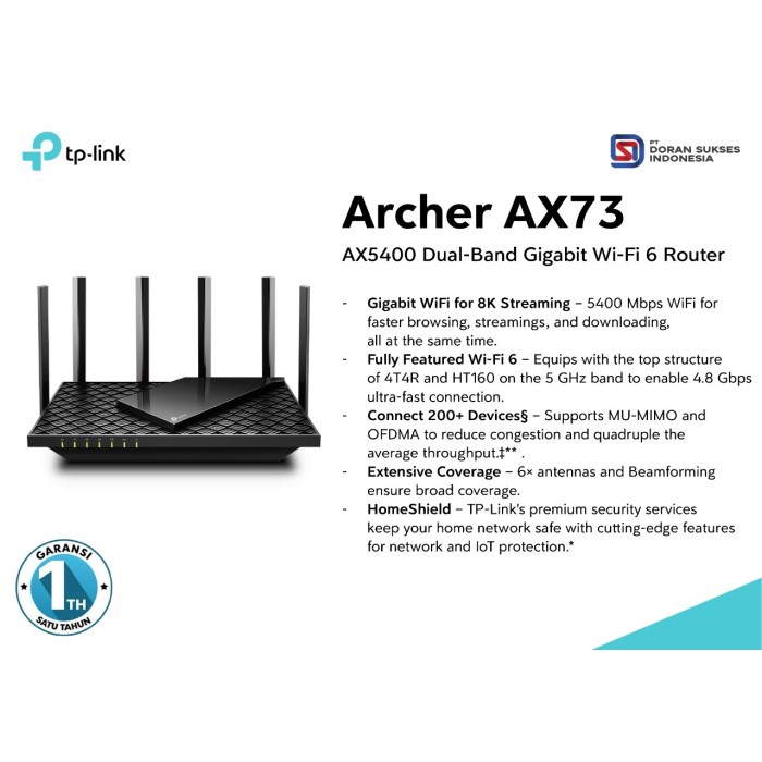 Jual TP-Link Archer AX73 AX5400 Dual-Band Gigabit Wi-Fi 6 Router ...