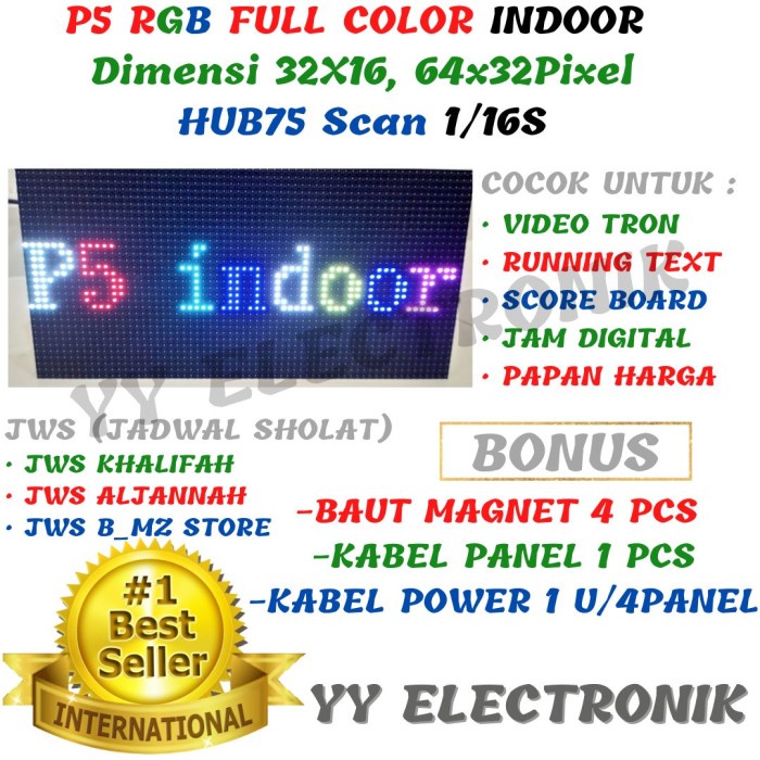 Jual Panel Module Led P5 Rgb Full Color Indoor Smd Running Text