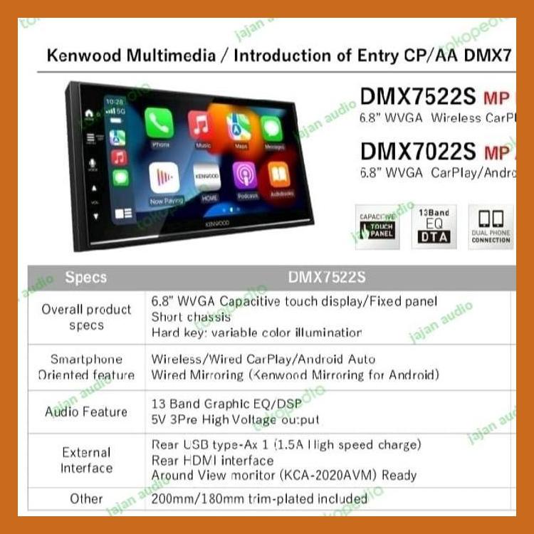 Jual Kenwood DMX 7522S 7" 7522 wireless Apple Carplay head unit