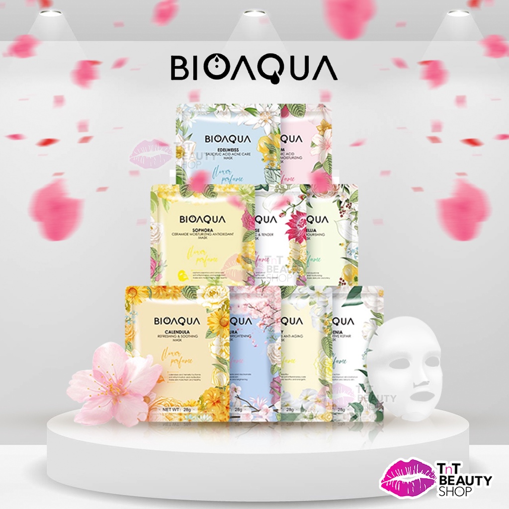 Jual Bioaqua Sheet Mask Masker Wajah Flowers Series Hydrating Essence Face Mask Brightening