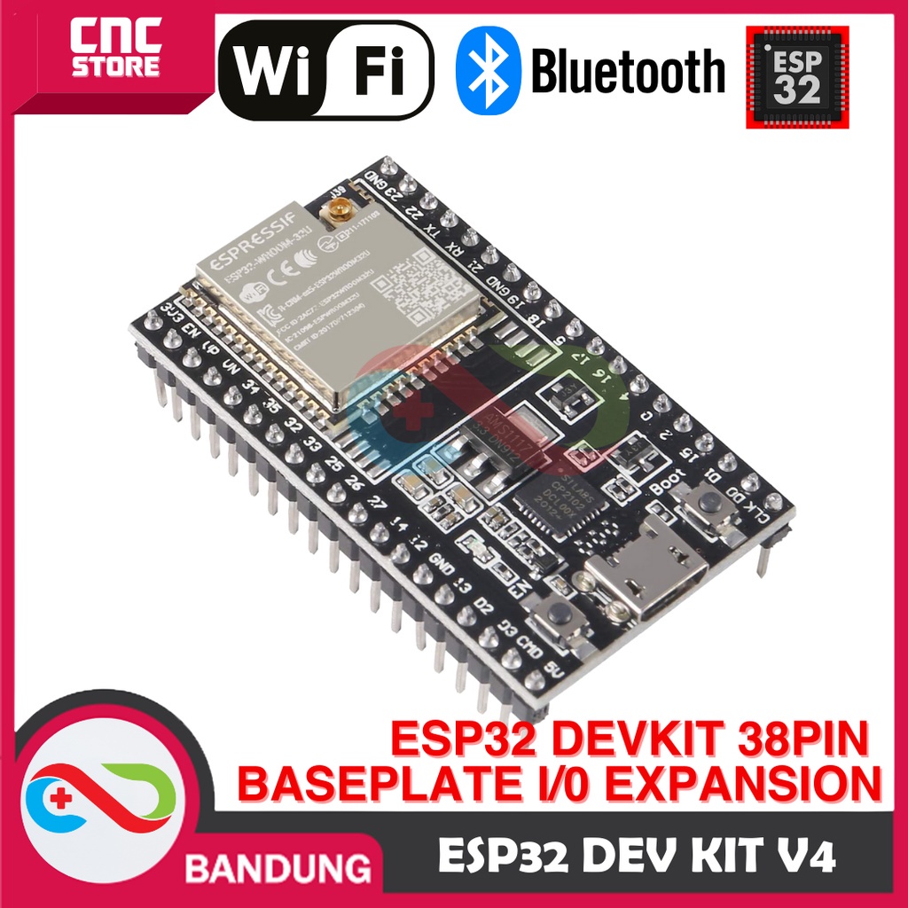 Jual ESP32 ESP-32 DEVKITC V4 WROOM-32U WIFI BLUETOOTH DEVELOPMENT BOARD ...