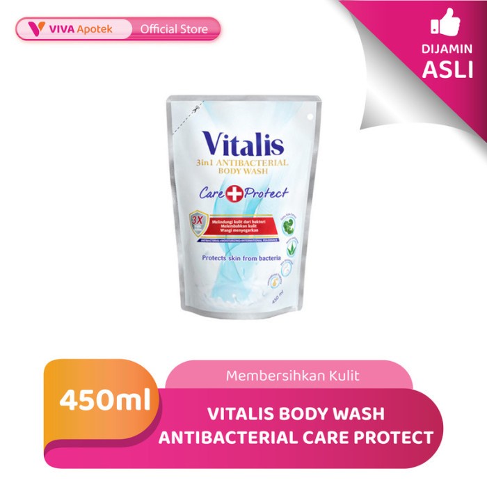 Jual Vitalis Body Wash Antibacterial Care Protect (450 ml) | Shopee ...