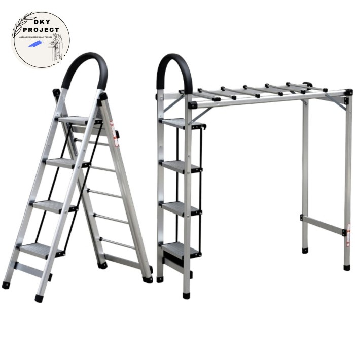Jual [New] Tangga Lipat Dengan Jemuran Dan Rak Sepatu 3In1 Aluminium 1. ...