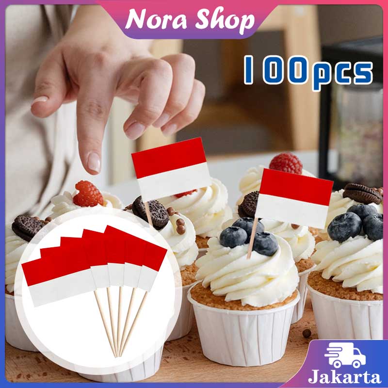 Jual 100pcs Tusuk Gigi Bendera Indonesia Bendera Burger Merah Putih