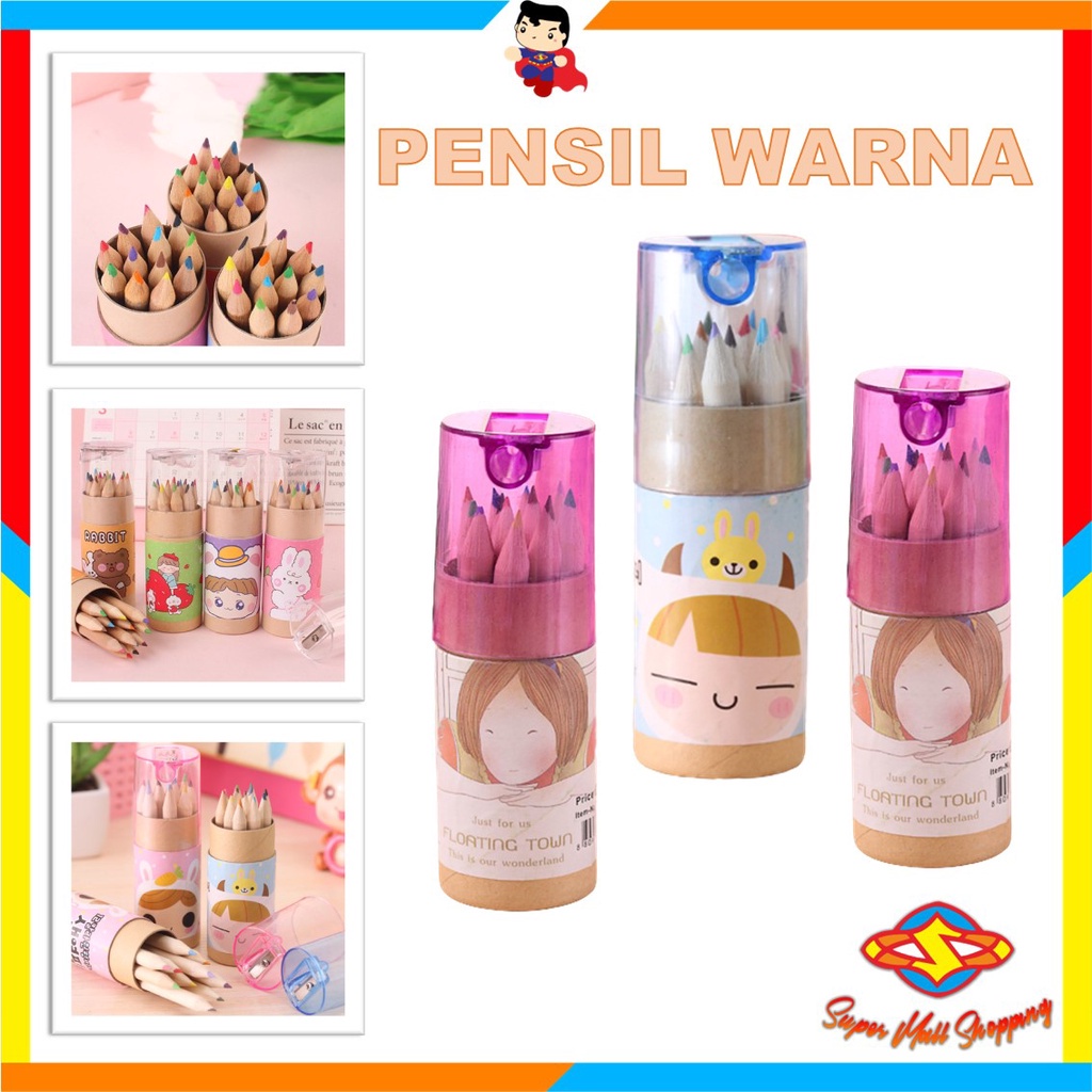 Jual Sms Pensil Warna 12 In 1 Serutan Pensil Color Pencils Quality