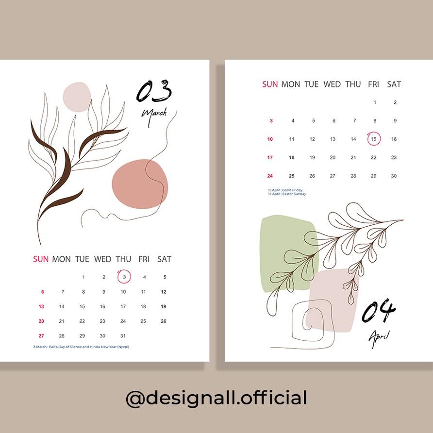 Jual Designall Kalender Dinding Aesthetic 2023 / 2024 A3 Spiral Fp ...