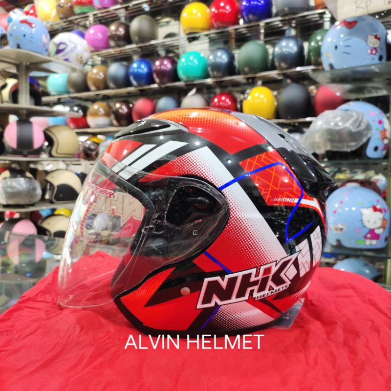 Jual Helm Half Face NHK R6 Motif R44 Black/orange / Helm NHK R6 Motif ...