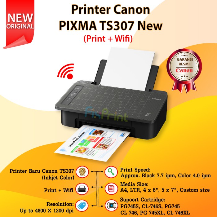 Jual Printer Canon TS307 TS-307 WiFi, Photo Printer (Tanpa Tepi ...