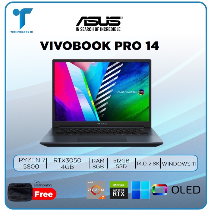 Jual Asus Vivobook Pro 14 M3401qc Oled758 Ryzen 7 5800 8gb 512ssd Rtx3050 Shopee Indonesia