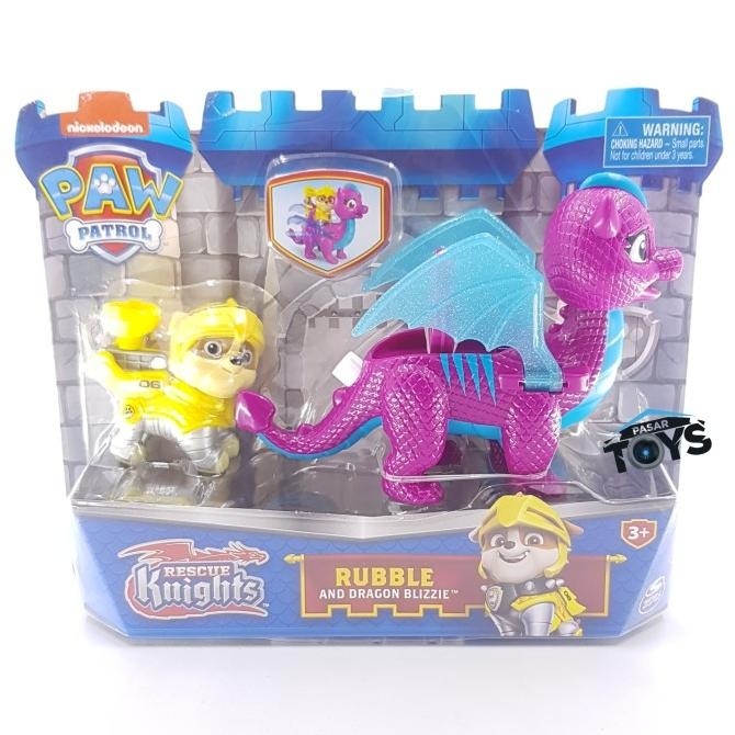 Jual Paw Patrol Rescue Knights Rubble And Dragon Blizzie Action Figure Set Shopee Indonesia 