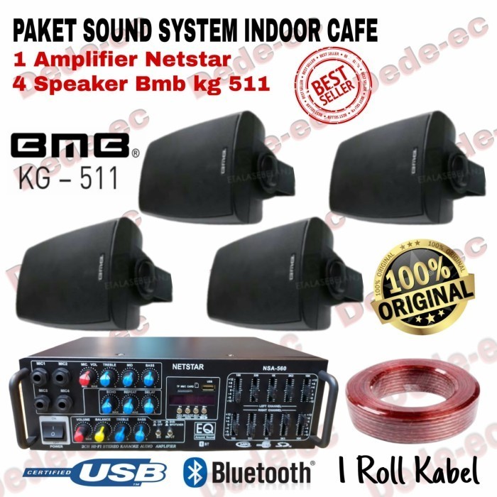 Jual PAKET SOUND SYSTEM INDOOR ISI 4 SPEAKER BMB KG 511 ORIGINAL ...