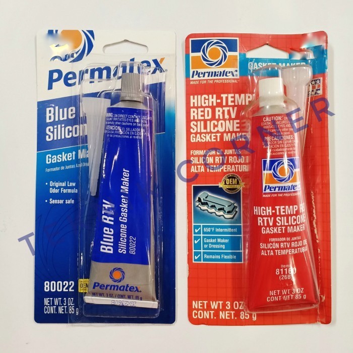 Jual PERMATEX RTV SILICONE GASKET BIRU BLUE / MERAH RED HIGH TEMP ...