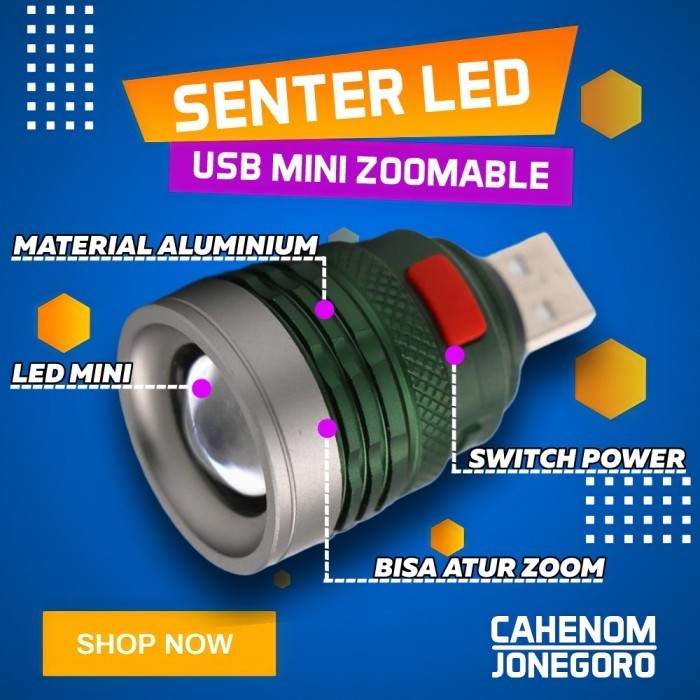 Jual Senter Led Zoomable Tenaga Usb Powerbank | Shopee Indonesia