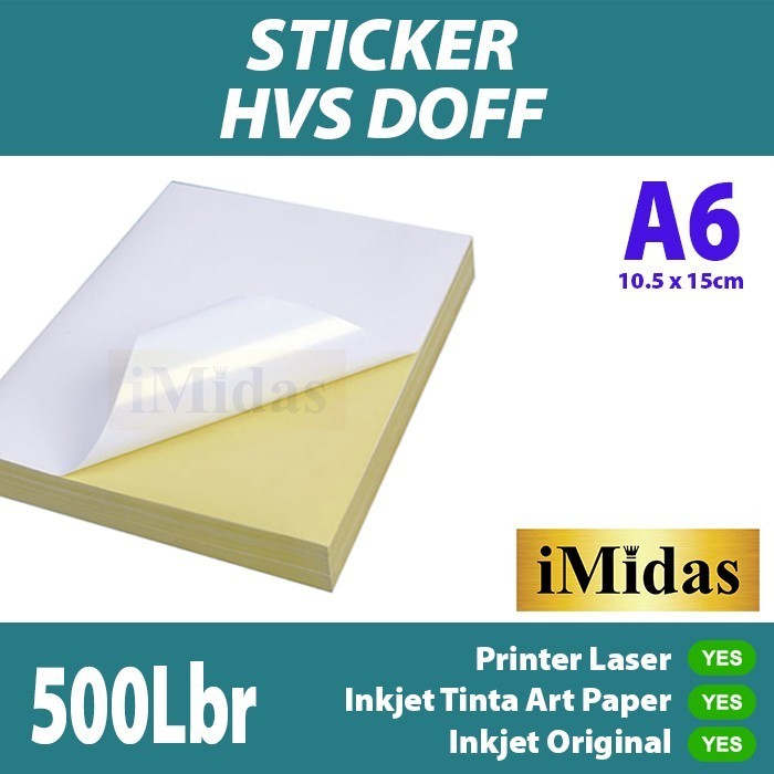 Jual Sticker Label HVS Doff / Stiker Inkjet Matte Ukuran A6 - 500 ...