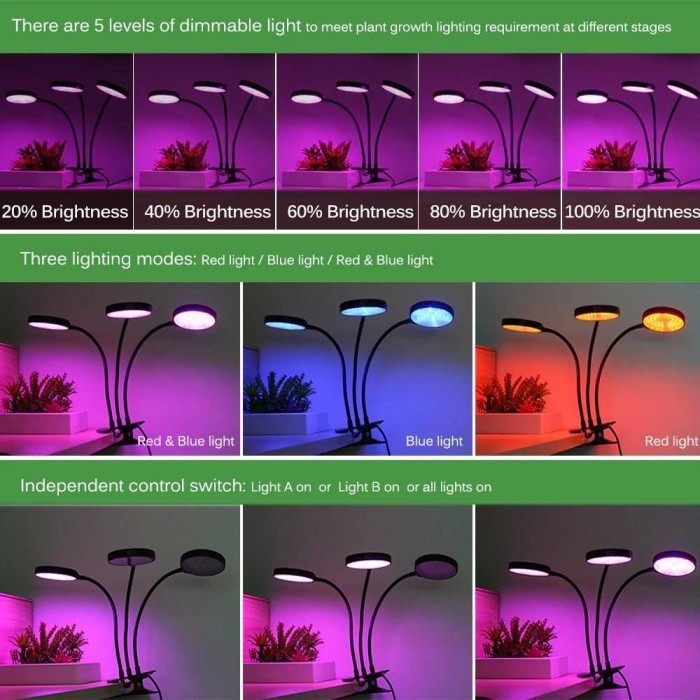 Jual Lampu Grow light LED Tanaman Phytolamp Fitolamp Timer 3 Kepala ...