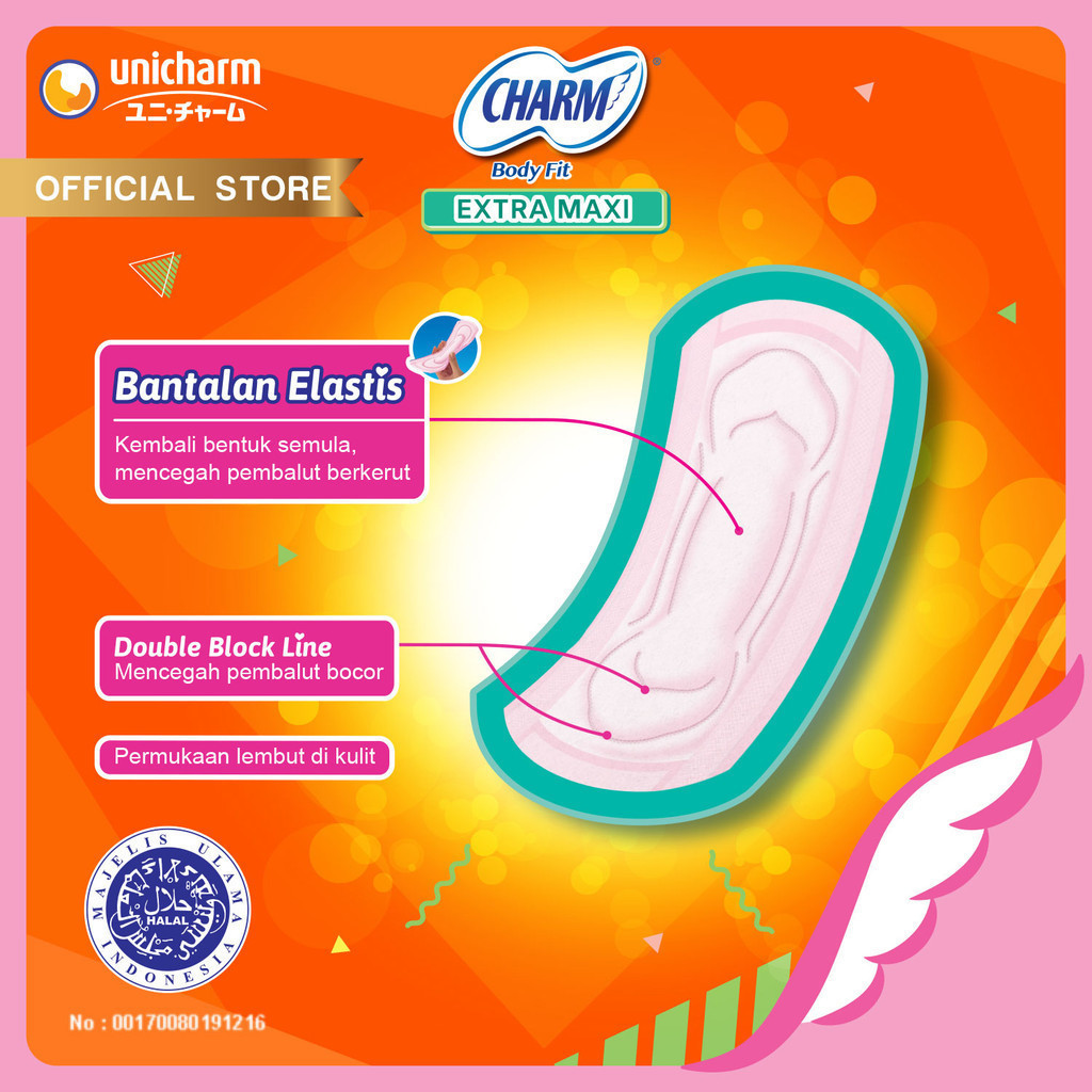 Jual Charm Pembalut Body Fit Extra Maxi 23cm Non Wing 20 pads | Shopee ...