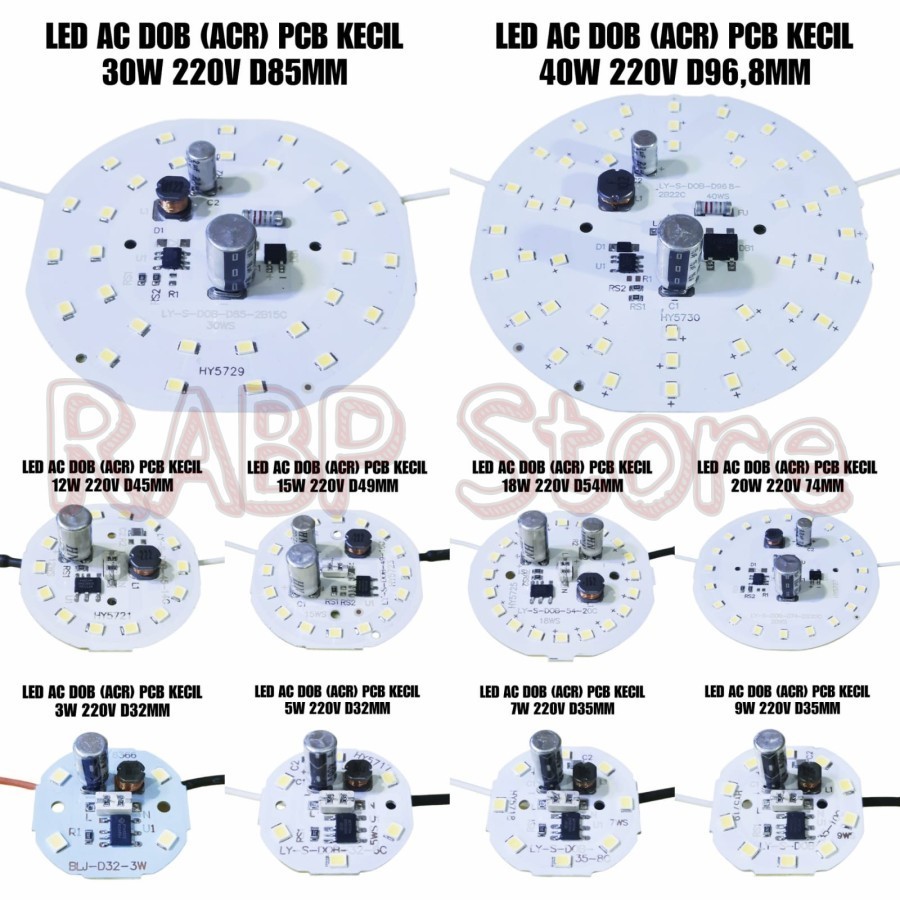 Jual PCB LED AC ACR DAN PREMIUM ORIGINAL 5W SD 60W LENGKAP - PCB LED DC ...