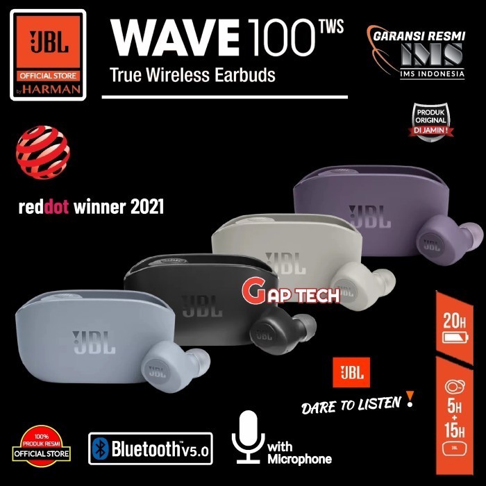 Jual Jbl Wave 100 Tws / Wave 100Tws / Wave100 Tws True Wireless Earbuds ...