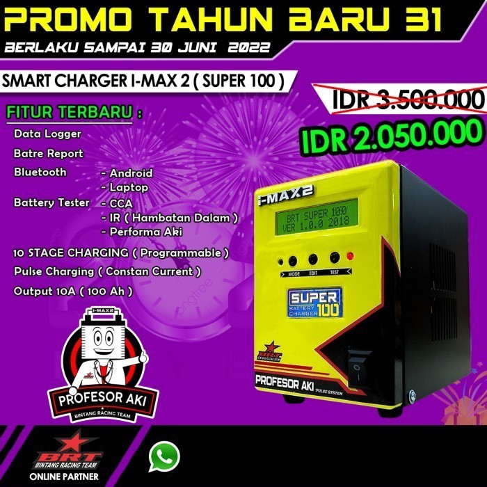 Jual Cas Aki Mobil 100A - Smart Charger Digital Imax 2 Super 100A Brt