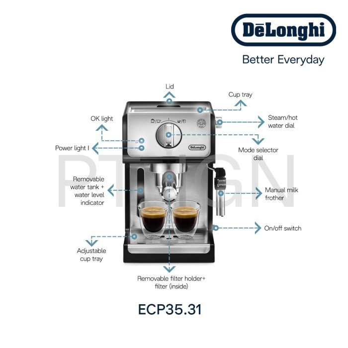 Jual Delonghi Ecp35.31 Coffee Maker Mesin Pembuat Kopi Espresso Ecp 35 31 Shopee Indonesia