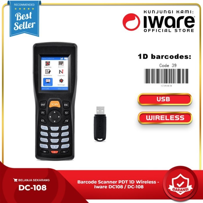 Jual Barcode Scanner Pdt 1D Wireless - Iware Dc108 / Dc-108 Inventory ...