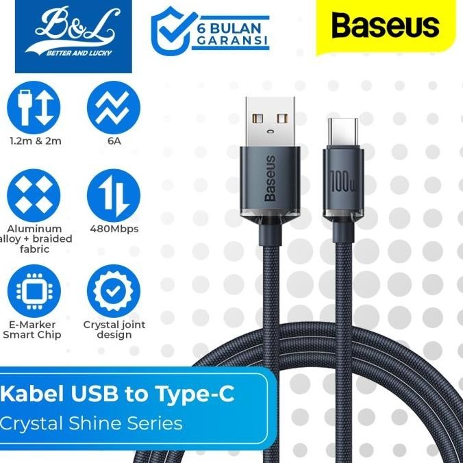 Jual Baseus Kabel Data Usb To Type C 6a Fast Charging 100w Crystal Shine Shopee Indonesia 9709