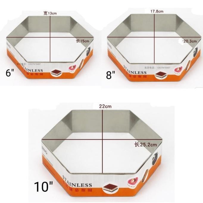 Jual Sanneng Sn3325 Ring Hexagonal 8 Inch Cetakan Cake Roti Hexagon 20 ...