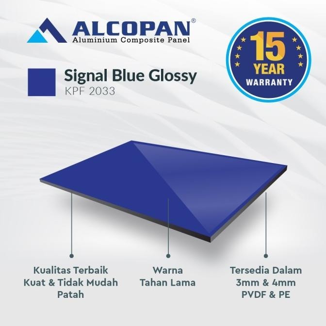 Jual ACP aluminium composite panel Alcopan Signal Blue Glossy PE 3mm ...