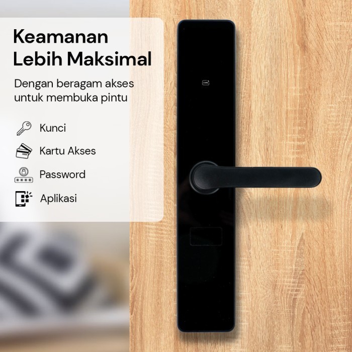 Jual SMART DOOR LOCK BLUETOOTH PASSWORD CARD TTLOCK HITAM F8-TT-M ...