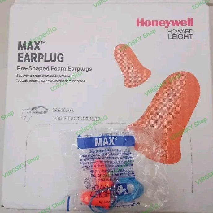 Jual Ear plug Max 30 Howard Leight Corded / Earplug Max30 1 Box (100pcs