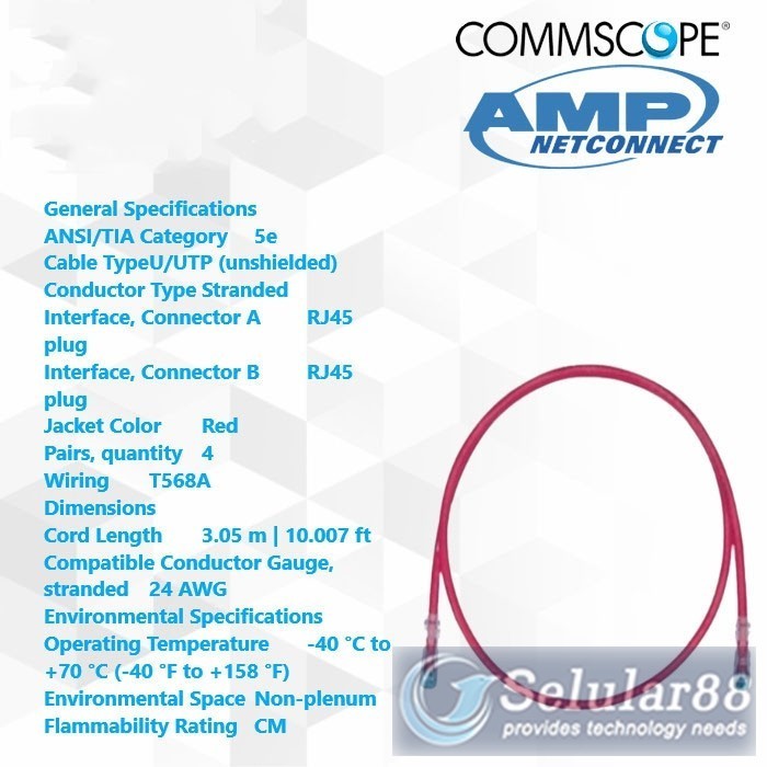 Jual AMP Commscope 1-1859241-0 Cat6 Cable Patch Cord UTP Cat 6 10feet ...
