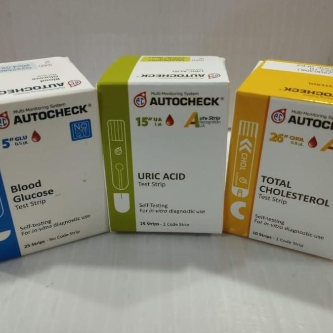Jual Paket Autocheck gula darah blood glucose 25 asam urat 25 ...