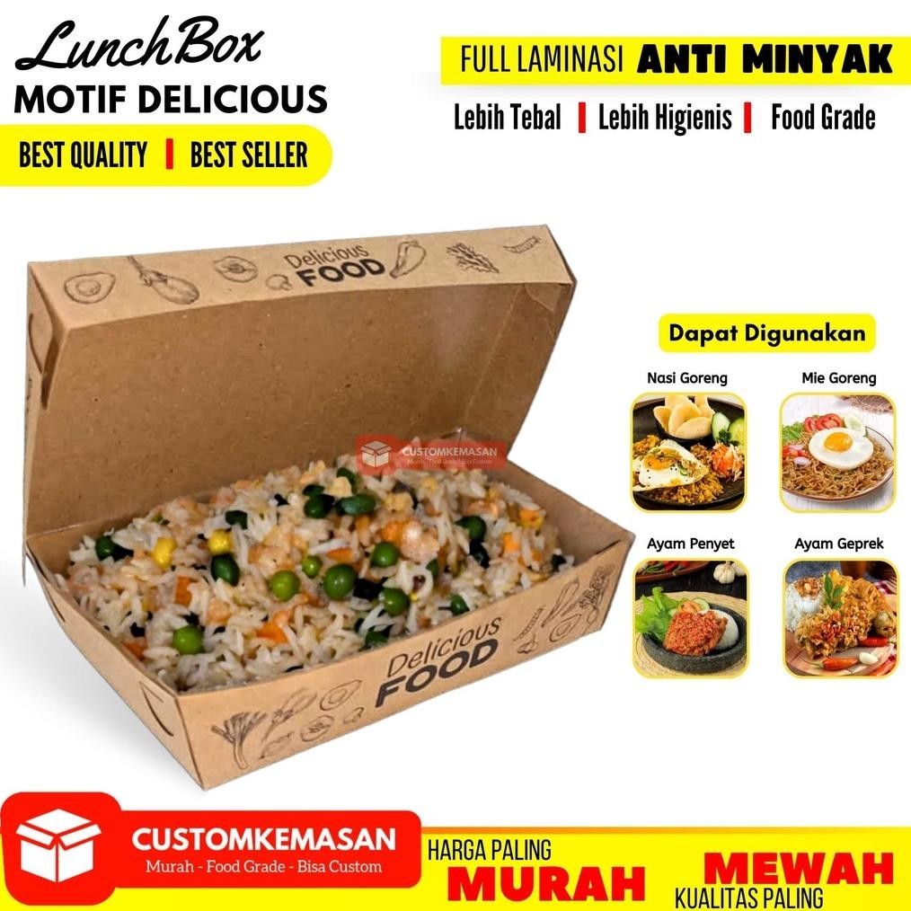 Jual Stok Banyak Paper Lunch Box Motif / Lunch Box Paper / Lunch Box